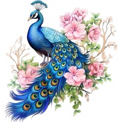Sticker decorativ, Paun, Multicolor, 64 cm, 1345STK-7