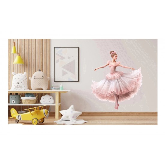 Sticker decorativ, Balerina, Roz, 65 cm, 1346STK-7 Sticker decorativ, Balerina, Roz, 65 cm, 1346STK-7