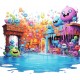 Sticker decorativ, Culori Pastelate, Zambareti, Multicolor, 69 cm, 1347STK-1 Sticker decorativ, Culori Pastelate, Zambareti, Multicolor, 69 cm, 1347STK-1