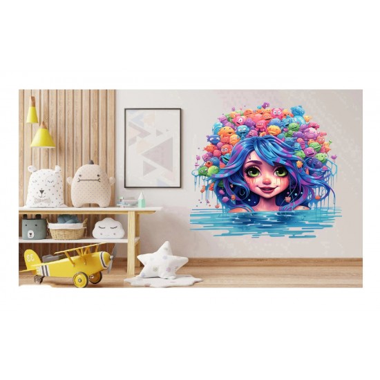 Sticker decorativ, Culori Pastelate, Fata, Multicolor, 63 cm, 1347STK-13 Sticker decorativ, Culori Pastelate, Fata, Multicolor, 63 cm, 1347STK-13
