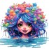 Sticker decorativ, Culori Pastelate, Fata, Multicolor, 63 cm, 1347STK-13
