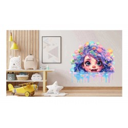 Sticker decorativ, Culori Pastelate, Fata, Mov, 62 cm, 1347STK-2