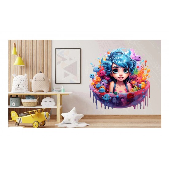 Sticker decorativ, Culori Pastelate, Fata, Roz, 61 cm, 1347STK-4 Sticker decorativ, Culori Pastelate, Fata, Roz, 61 cm, 1347STK-4