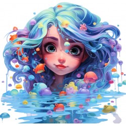 Sticker decorativ, Culori Pastelate, Fata, Turcoaz, 62 cm, 1347STK-9