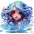 Sticker decorativ, Culori Pastelate, Fata, Turcoaz, 62 cm, 1347STK-9