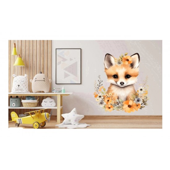 Sticker decorativ, Vulpe, Maro, 68 cm, 1351STK-3 Sticker decorativ, Vulpe, Maro, 68 cm, 1351STK-3