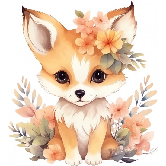 Sticker decorativ, Vulpe, Portocaliu, 66 cm, 1351STK-7