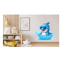 Sticker decorativ, Delfin, Albastru, 72 cm, 1352STK-3