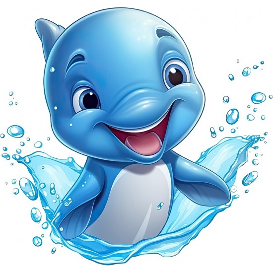 Sticker decorativ, Delfin, Albastru, 63 cm, 1352STK-7