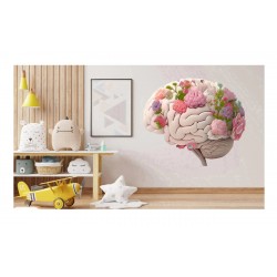Sticker decorativ, Creier cu Flori, Alb, 69 cm, 1353STK-4 Sticker decorativ, Creier cu Flori, Alb, 69 cm, 1353STK-4