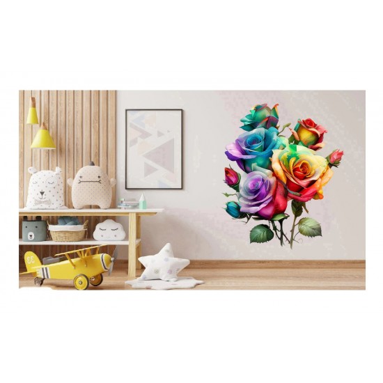 Sticker decorativ, Trandafiri, Multicolor, 74 cm, 1354STK-3 Sticker decorativ, Trandafiri, Multicolor, 74 cm, 1354STK-3