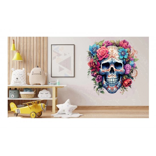 Sticker decorativ, Skull, Albastru, 61 cm, 1357STK-3