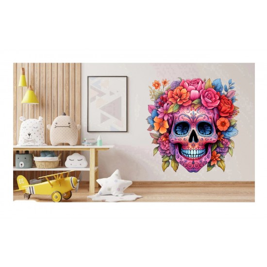 Sticker decorativ, Skull, Roz, 61 cm, 1357STK-4