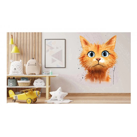 Sticker decorativ, Pisica, Portocaliu, 73 cm, 1358STK Sticker decorativ, Pisica, Portocaliu, 73 cm, 1358STK