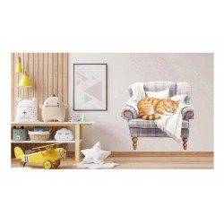 Sticker decorativ, Pisica, Portocaliu, 63 cm, 1358STK-18