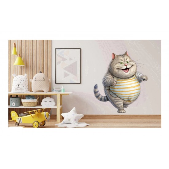 Sticker decorativ, Pisica, Gri, 63 cm, 1358STK-19