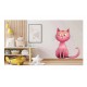 Sticker decorativ, Pisica, Roz, 60 cm, 1358STK-5 Sticker decorativ, Pisica, Roz, 60 cm, 1358STK-5