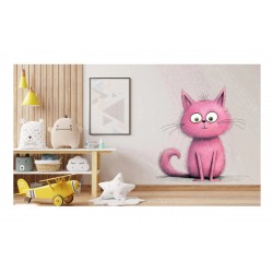 Sticker decorativ, Pisica, Roz, 61 cm, 1358STK-7 Sticker decorativ, Pisica, Roz, 61 cm, 1358STK-7