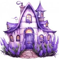 Sticker decorativ, Casa cu Lavanda, Mov, 61 cm, 1361STK-10