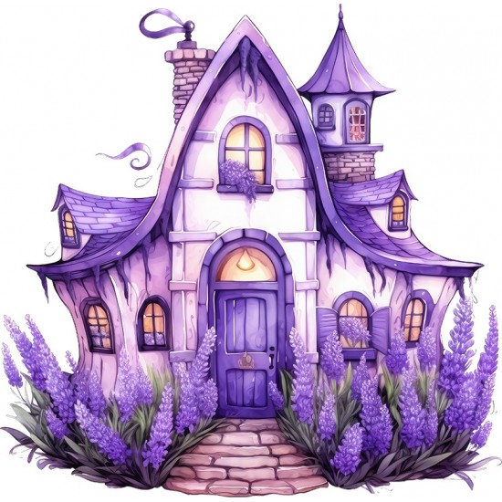 Sticker decorativ, Casa cu Lavanda, Mov, 61 cm, 1361STK-10 Sticker decorativ, Casa cu Lavanda, Mov, 61 cm, 1361STK-10