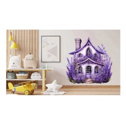Sticker decorativ, Casa cu Lavanda, Mov, 60 cm, 1361STK-6