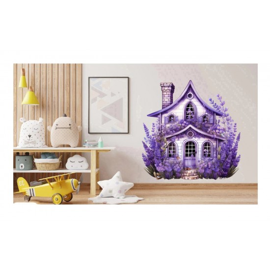 Sticker decorativ, Casa cu Lavanda, Mov, 60 cm, 1361STK-6 Sticker decorativ, Casa cu Lavanda, Mov, 60 cm, 1361STK-6