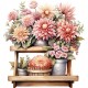 Sticker decorativ, Flori Crizanteme, Roz, 64 cm, 1363STK-10 Sticker decorativ, Flori Crizanteme, Roz, 64 cm, 1363STK-10
