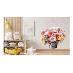 Sticker decorativ, Flori Crizanteme, Roz, 62 cm, 1363STK-11