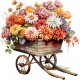Sticker decorativ, Flori Crizanteme, Multicolor, 60 cm, 1363STK-13