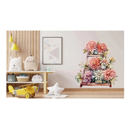 Sticker decorativ, Flori Crizanteme, Roz, 63 cm, 1363STK-3 Sticker decorativ, Flori Crizanteme, Roz, 63 cm, 1363STK-3
