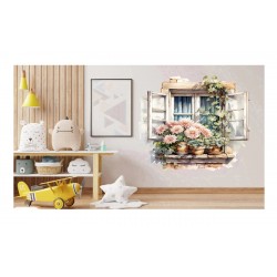 Sticker decorativ, Flori Crizanteme, Alb, 62 cm, 1363STK-4