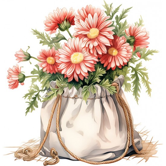 Sticker decorativ, Flori Crizanteme, Roz, 61 cm, 1363STK-5 Sticker decorativ, Flori Crizanteme, Roz, 61 cm, 1363STK-5