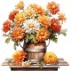 Sticker decorativ, Flori Crizanteme, Portocaliu, 62 cm, 1363STK-8