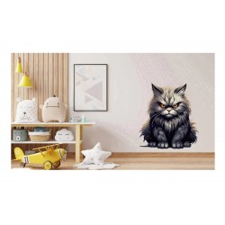 Sticker decorativ, Pisica, Negru, 1366STK-1 Sticker decorativ, Pisica, Negru, 1366STK-1