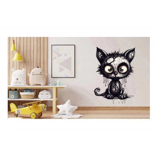 Sticker decorativ, Pisica, Negru, 1366STK-10