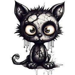 Sticker decorativ, Pisica, Negru, 1366STK-10