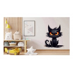 Sticker decorativ, Pisica, Negru, 1366STK-11 Sticker decorativ, Pisica, Negru, 1366STK-11