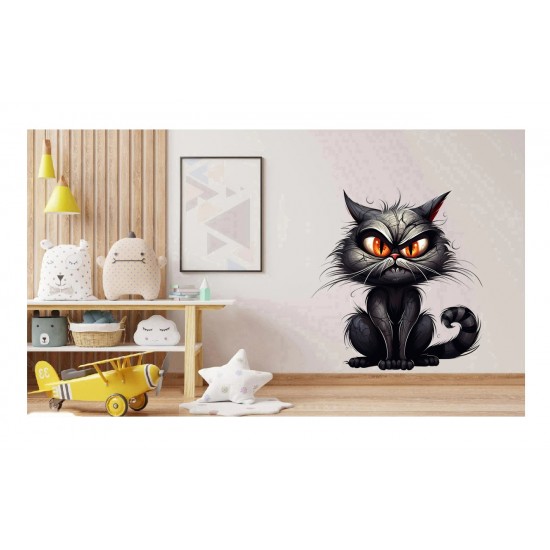 Sticker decorativ, Pisica, Negru, 1366STK-12 Sticker decorativ, Pisica, Negru, 1366STK-12
