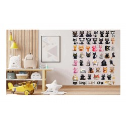 Sticker decorativ, Colaj cu Pisicute, 53 stickere, Negru, 1366STK-13 Sticker decorativ, Colaj cu Pisicute, 53 stickere, Negru, 1366STK-13