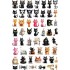 Sticker decorativ, Colaj cu Pisicute, 53 stickere, Negru, 1366STK-13