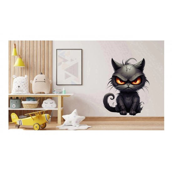 Sticker decorativ, Pisica, Negru, 1366STK-2