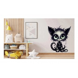 Sticker decorativ, Pisica, Negru, 1366STK-9 Sticker decorativ, Pisica, Negru, 1366STK-9