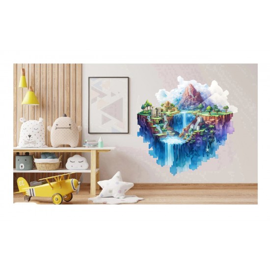 Sticker decorativ, Minecraft, Albastru, 1376STK-12 Sticker decorativ, Minecraft, Albastru, 1376STK-12