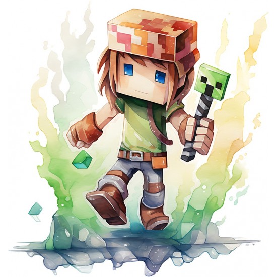 Sticker decorativ, Minecraft, Verde, 1376STK-15 Sticker decorativ, Minecraft, Verde, 1376STK-15