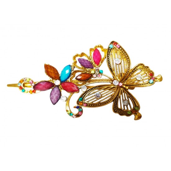 Clama de par in forma de Fluture, Vintage, 13 cm, Multicolor, 74BJ Clama de par in forma de Fluture, Vintage, 13 cm, Multicolor, 74BJ