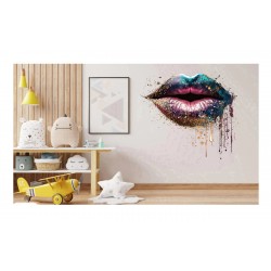 Sticker decorativ, Buze, Roz-Albastru, 61 cm, 1301STK-4 Sticker decorativ, Buze, Roz-Albastru, 61 cm, 1301STK-4