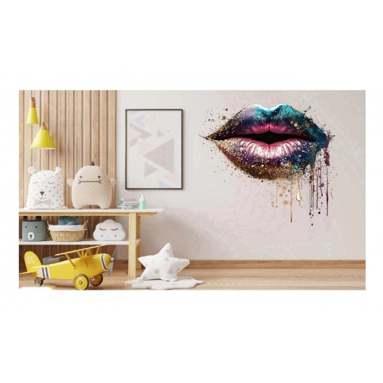 Sticker decorativ, Buze, Roz-Albastru, 61 cm, 1301STK-4 Sticker decorativ, Buze, Roz-Albastru, 61 cm, 1301STK-4