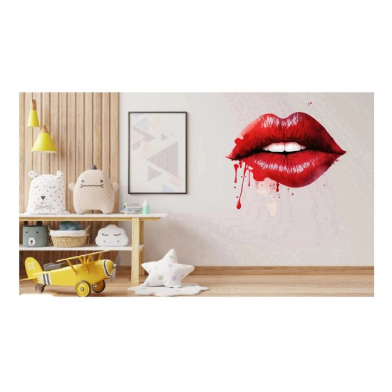 Sticker decorativ, Buze, Rosu, 60 cm, 1302STK