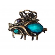 Clama de par in forma de Albina, Vintage, 2.5 cm, Turcoaz, 98BJ