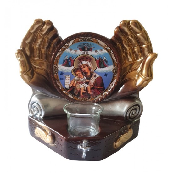 Candela cu doua maini, Maica Domnului, 21 cm, GXL018 Candela cu doua maini, Maica Domnului, 21 cm, GXL018
